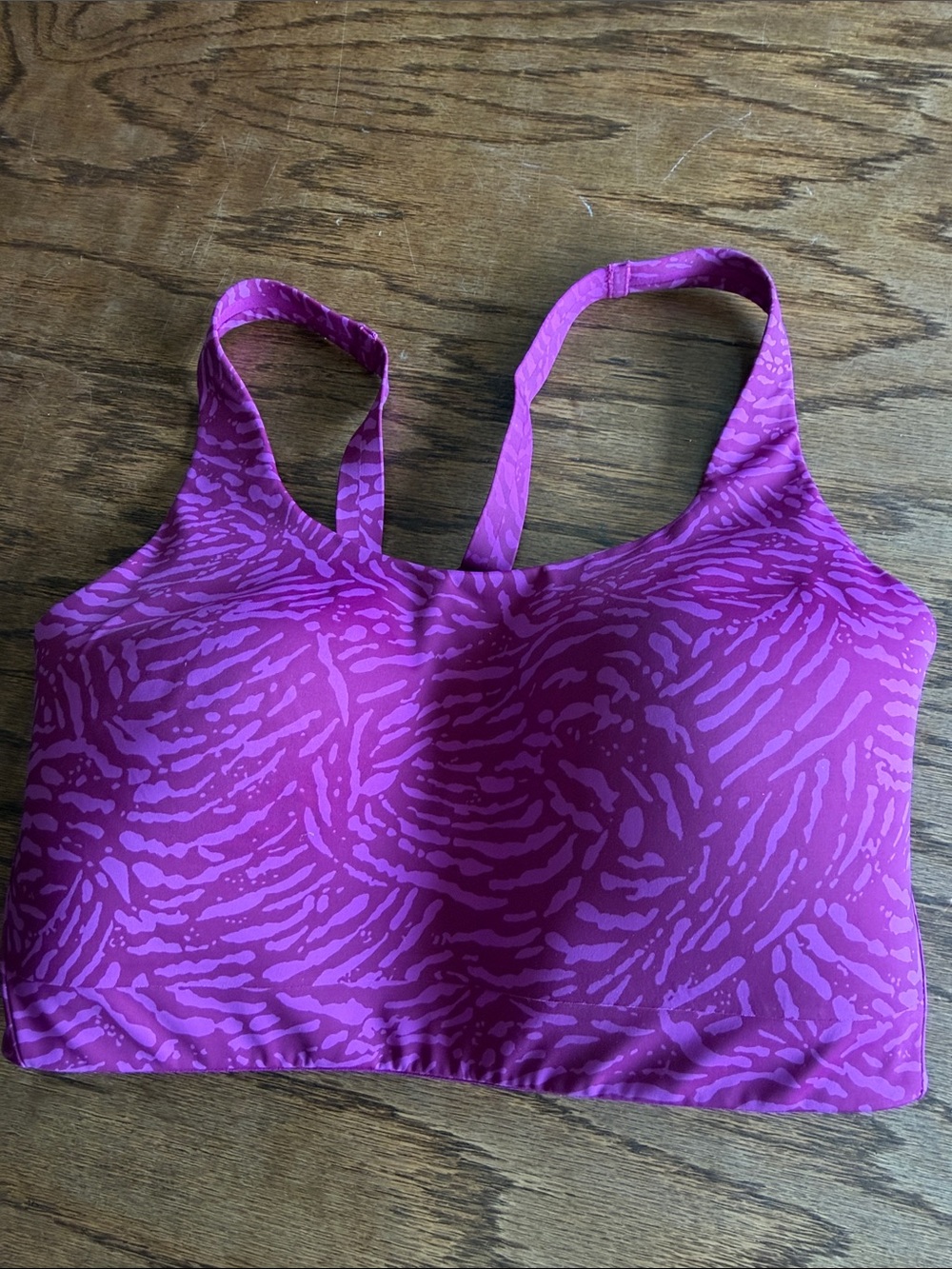 Athleta Magenta Printed Adjustable-Strap Sports Bralette